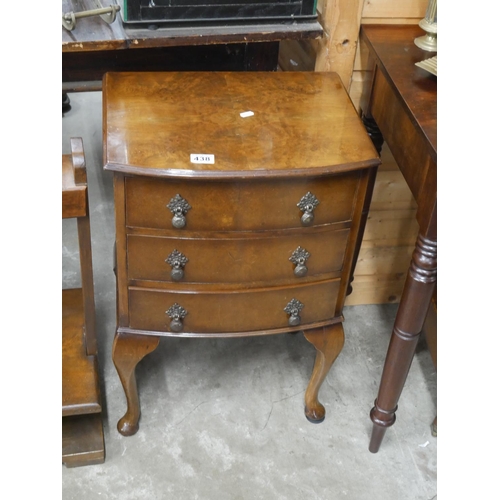 438 - BURR WALNUT 3 DRAWER CHEST