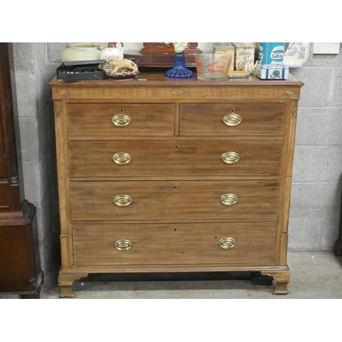 478 - GEORGIAN INLAID CHEST ON BRACKET FEET