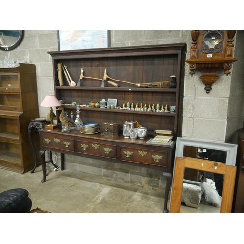 491 - GEORGIAN OAK DRESSER WITH LATER BACK BOARD