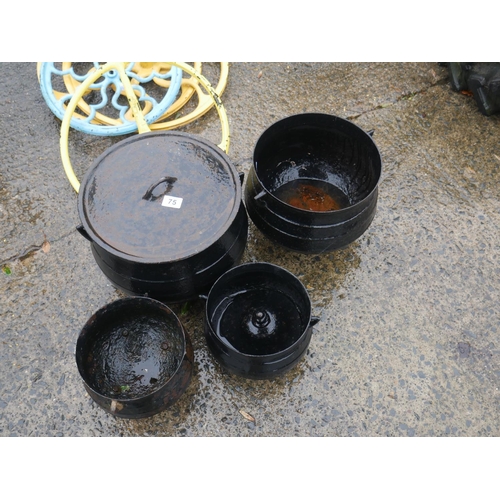 75 - LOT OF BLACK POTS