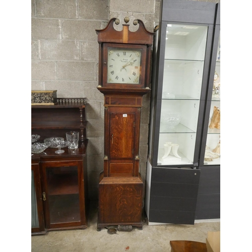 229 - INLAID OAK GRANDFATHER CLOCK