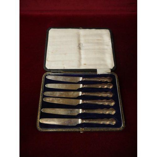 245 - SET OF 6 SILVER CASED BUTTER KNIVES