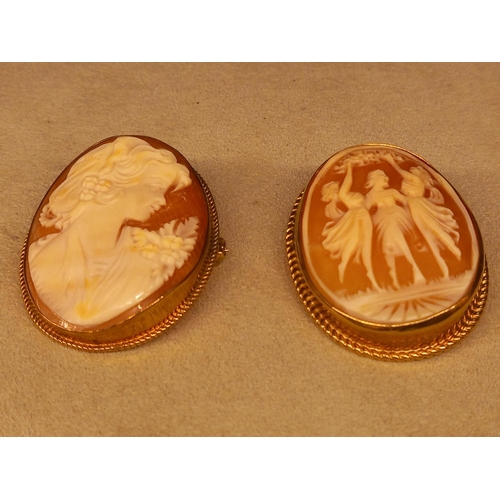 258 - 2 9CT CAMEO BROOCHES