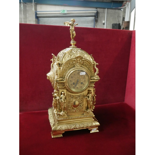 286 - LARGE VICTORIAN BRASS BRACKET CLOCK