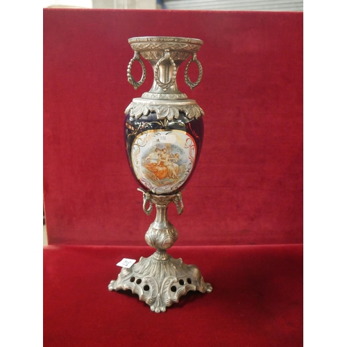 287 - SILVER PLATE & PORCELAIN CENTRE PIECE