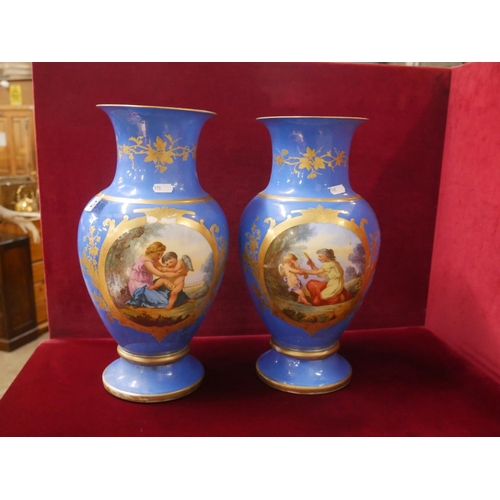 288 - PAIR OF 19TH C. HAND PAINTED VASES