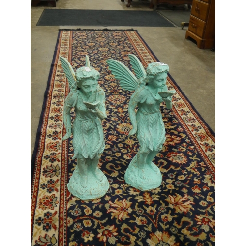 302 - PAIR OF CAST IRON ANGELS