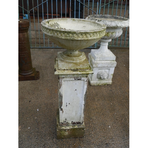 84 - RECONSTITUTED STONE PLANTER ON PLINTH