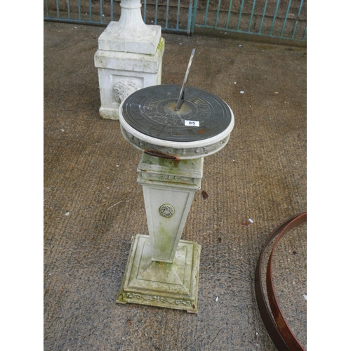 85 - BRONZE SUN DIAL ON RECONSTITUTED STONE BASE