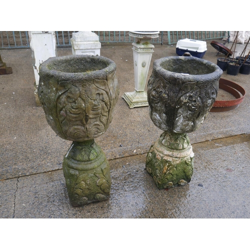 88 - PAIR OF RECONSTITUTED STONE PLANTERS