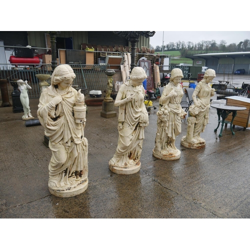 91 - 4 CAST IRON FIGURINES DEPICTING 4 SEASONS APPROX 5' HIGH