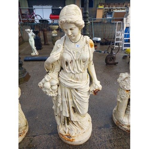 91 - 4 CAST IRON FIGURINES DEPICTING 4 SEASONS APPROX 5' HIGH