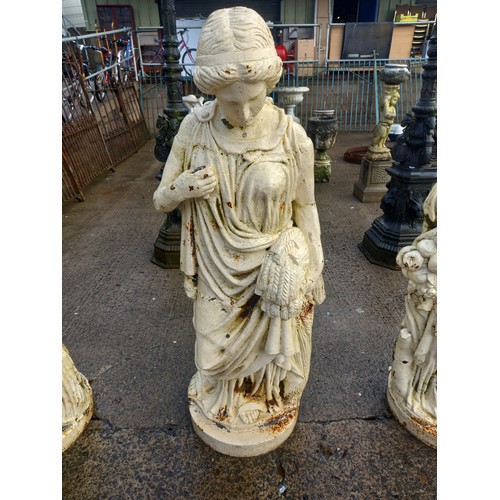 91 - 4 CAST IRON FIGURINES DEPICTING 4 SEASONS APPROX 5' HIGH