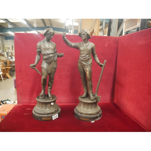 313 - 2 SPELTER FIGURES