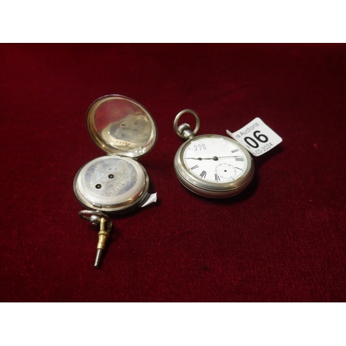 506 - SILVER POCKET WATCH - COOKSTOWN RETAILER - NO GLASS PLUS A WHITE METAL POCKET WATCH