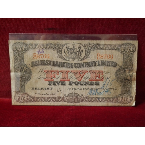 511 - BELFAST BANKING CO. 1941  £5 NOTE