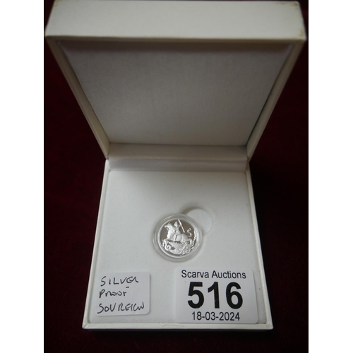 516 - SILVER PROOF SOVEREIGN IN CASE