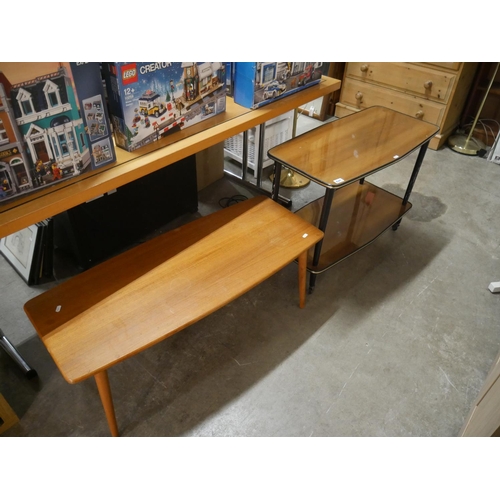 889 - MID CENTURY COFFEE TABLE & TROLLEY