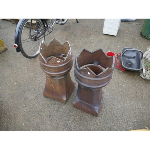 155 - PAIR OF SALT GLAZED CHIMNEY POTS