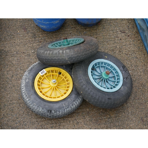 208 - 3 BARROW WHEELS