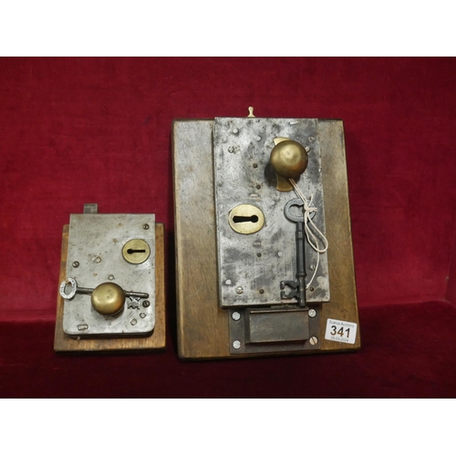 341 - 2 VINTAGE DOOR LOCKS & KEYS