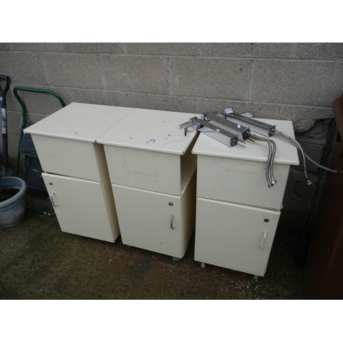 51 - 3 VINTAGE HOSPITAL CABINETS & 3 TAPS