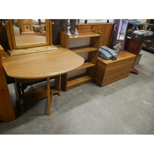 845 - DROP LEAF TABLE, BOOKCASE & BLANKET BOX