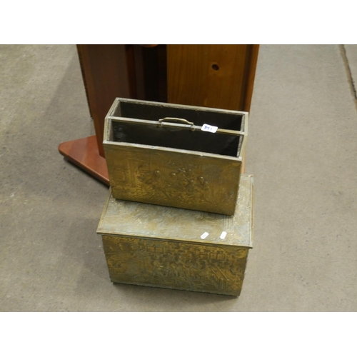 851 - BRASS LOG BOX & MAGAZINE RACK