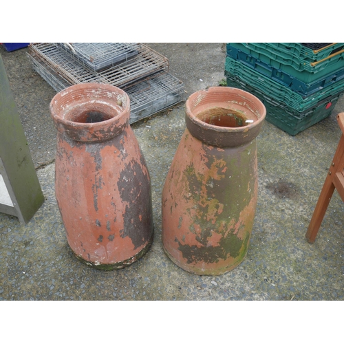 97 - 2 CLAY CHIMNEY POTS