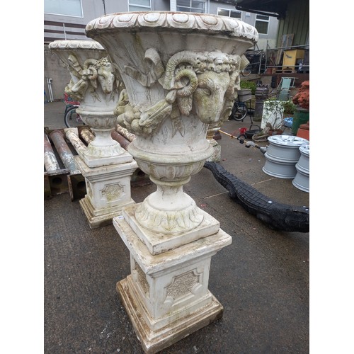 185 - PAIR OF LARGE RECONSTITUTED STONE PLANTERS