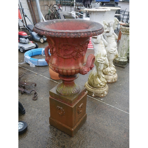 128 - TERRACOTTA URN ON STAND