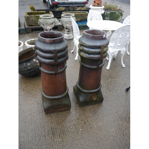 133 - PAIR OF VICTORIAN SALT GLAZED CHIMNEY POTS