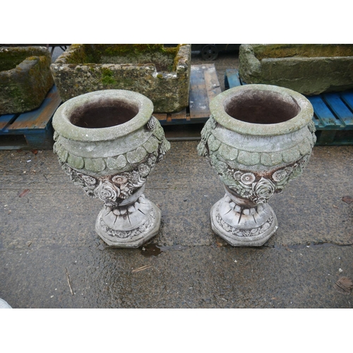 141 - 2 CONCRETE PLANTERS ON BASES