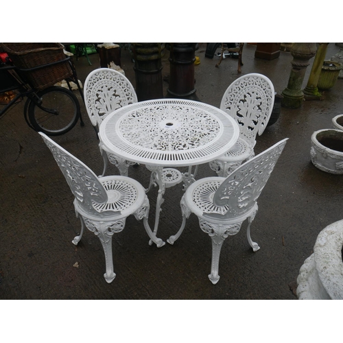 143 - ALUMINIUM GARDEN TABLE & 4 CHAIRS