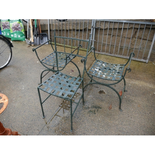 148 - 2 GARDEN STOOLS & CHAIR