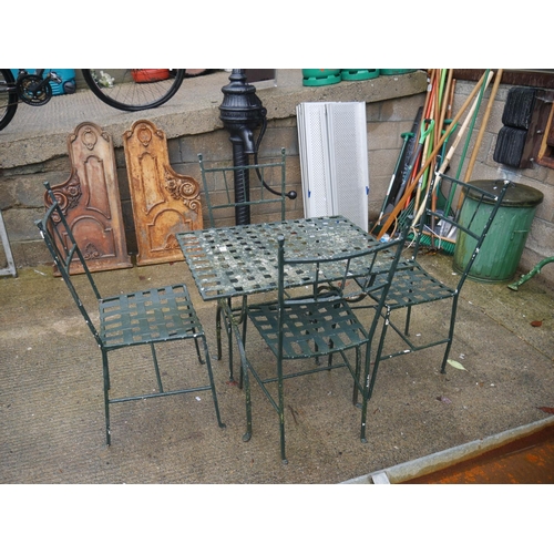 149 - METAL GARDEN TABLE & 4 CHAIRS