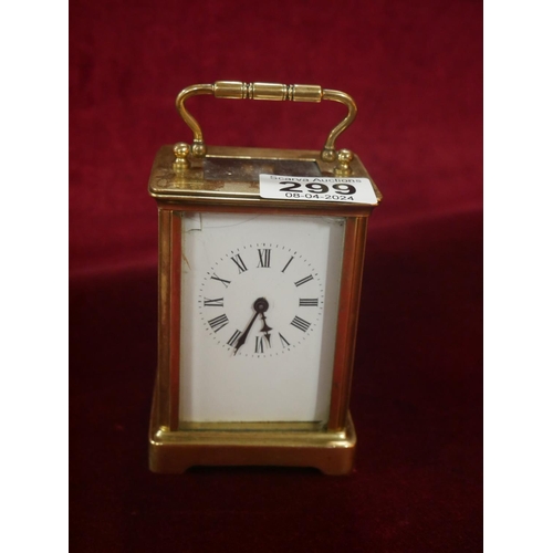 299 - BRASS & GLASS CARRIAGE CLOCK - NEEDS REPAIRS