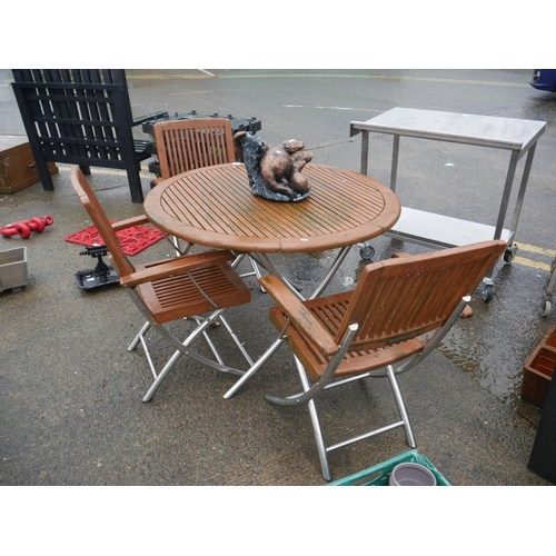 77 - GARDEN TABLE & 3 CHAIRS