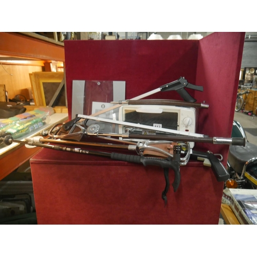 812 - LOT OF WALKING STICKS & TABLE TOP OVEN