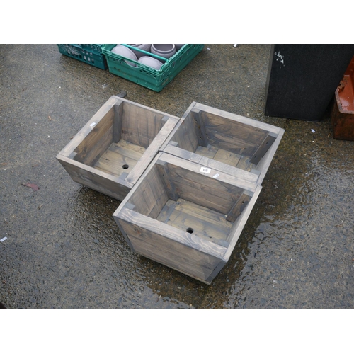 83 - 3 WOODEN PLANTERS