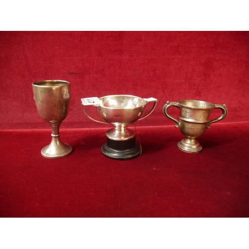 411 - 3 SMALL SILVER TROPHIES