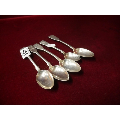 451 - 5 SILVER DESSERT SPOONS