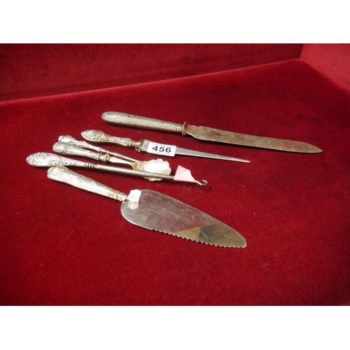 456 - LOT OF SILVER HANDLED ITEMS