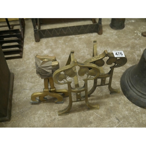 476 - 2 PAIRS OF BRASS FIRE DOGS