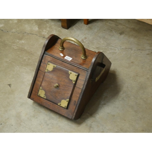 526 - MAHOGANY & BRASS COAL BOX