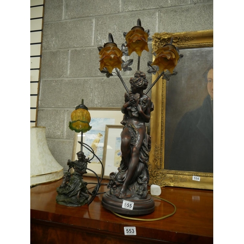 555 - SIGNED FIGURINE LAMP PLUS ANOTHER