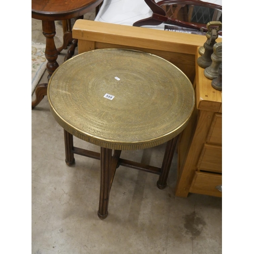 588 - BRASS TRAY TOP TABLE