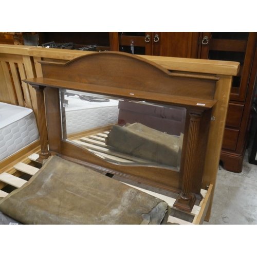 591 - OAK OVERMANTLE MIRROR