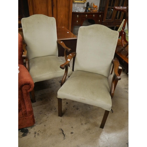 674 - PAIR OF OPEN ARMCHAIRS