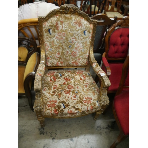 681 - GILT THRONE CHAIR